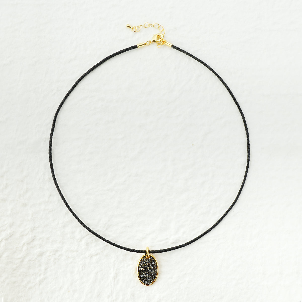 Black Crystals Fabric Necklace