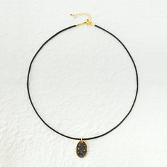 Black Crystals Fabric Necklace