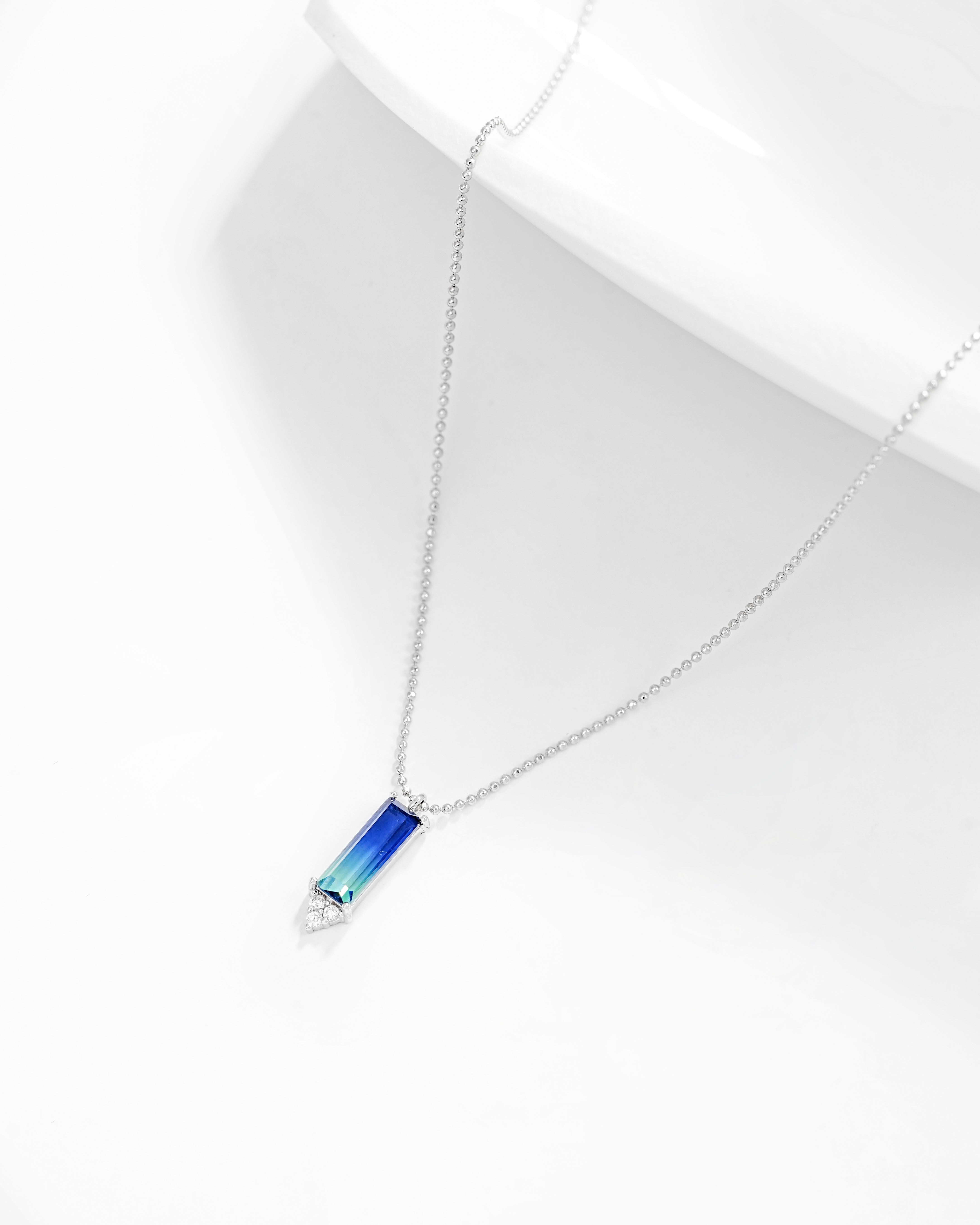 Baguette Tourmaline Pendant Necklace | Gold-Plated Minimal Jewelry OEM Manufacturer