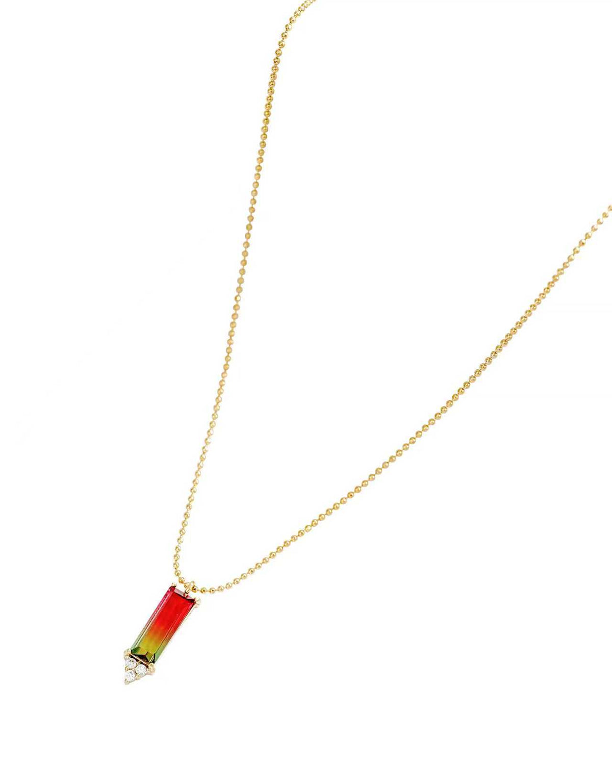 Baguette Tourmaline Pendant Necklace | Gold-Plated Minimal Jewelry OEM Manufacturer
