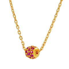 925 Sterling Silver Ruby Cubic Zirconia Bead Necklace | Luxury Minimal Chain Jewelry | OEM/ODM Fine Jewelry Manufacturer