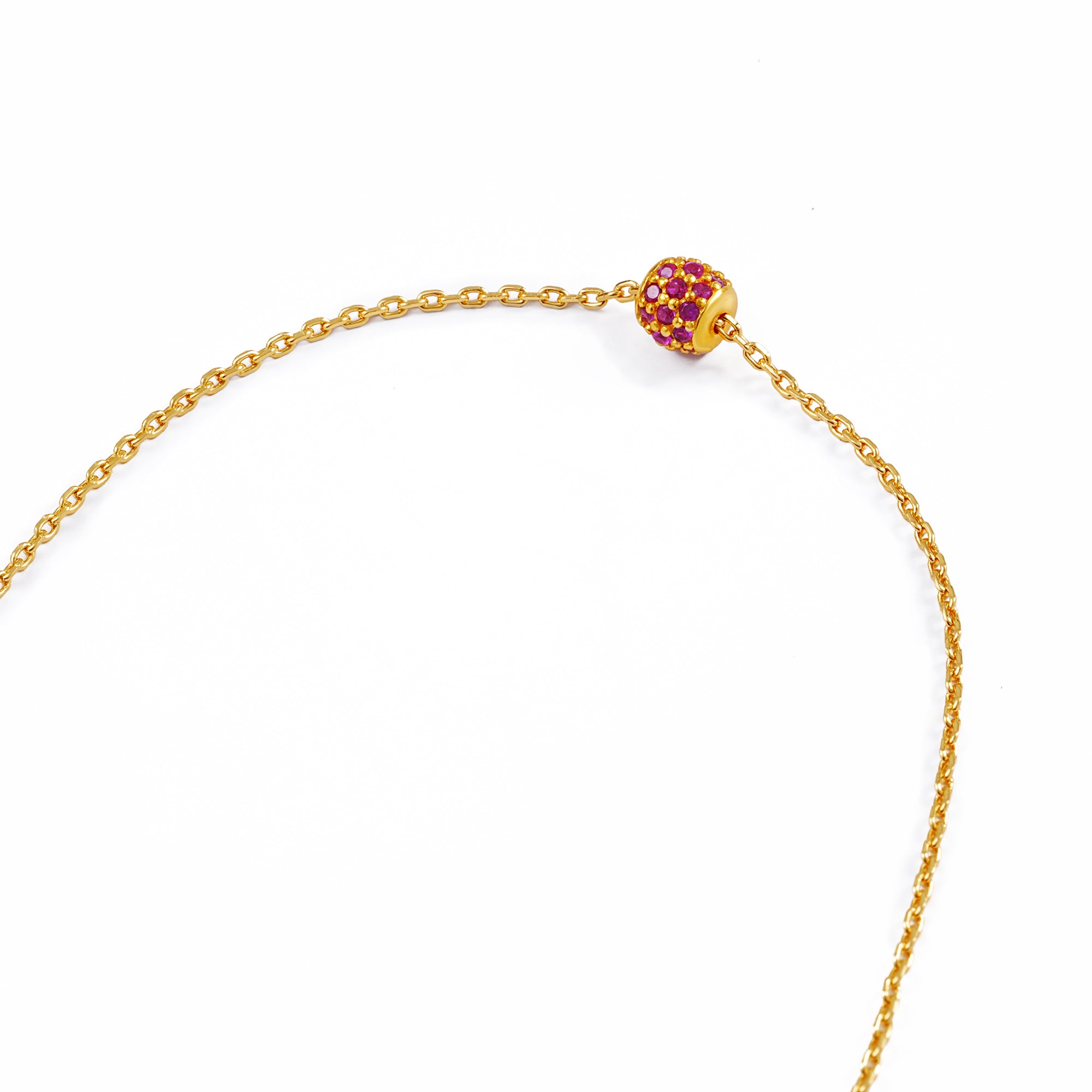 925 Sterling Silver Ruby Cubic Zirconia Bead Necklace | Luxury Minimal Chain Jewelry | OEM/ODM Fine Jewelry Manufacturer