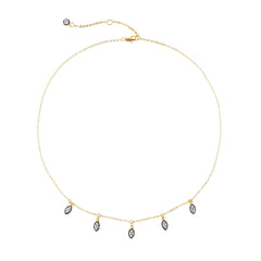 Delicate Dual-Tone Drop Necklace | 14K Gold & Gunmetal Plating | Marquise CZ Charms | Fine Layering Jewelry Manufacturer