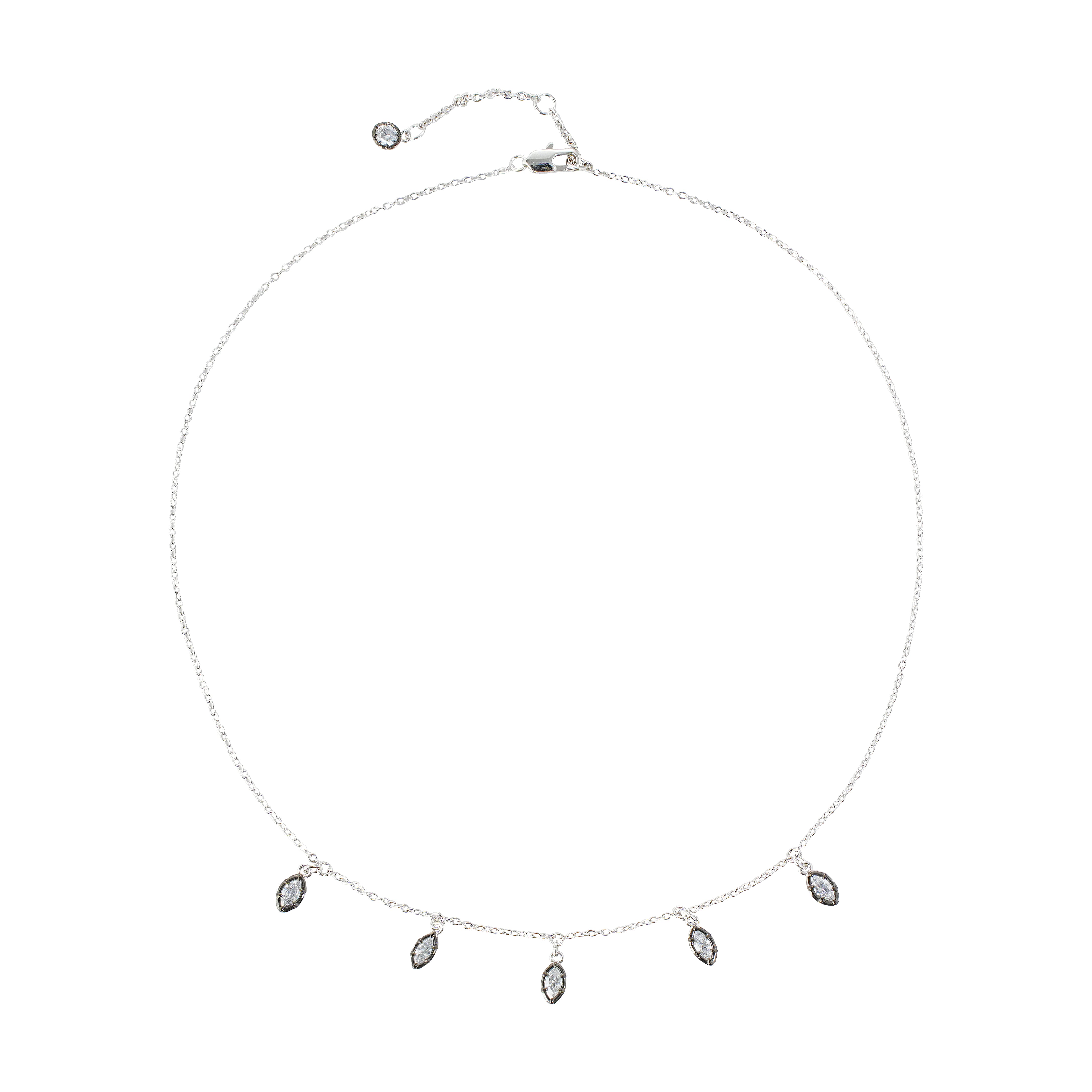 Delicate Dual-Tone Drop Necklace | 14K Gold & Gunmetal Plating | Marquise CZ Charms | Fine Layering Jewelry Manufacturer