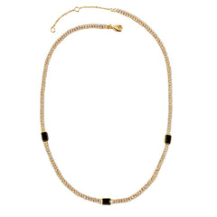 Dual-Color Rectangular CZ Tennis Necklace | Gold Plated Copper | OEM/ODM Jewelry Manufacturer