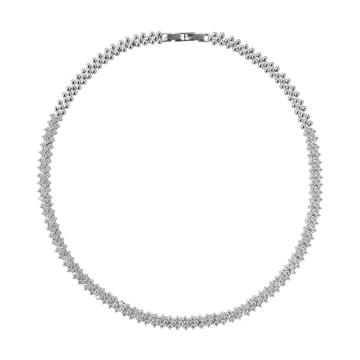 Platinum Plated Zirconia Tennis Necklace | Modern Minimalist Design | OEM/ODM Fashion Jewelry