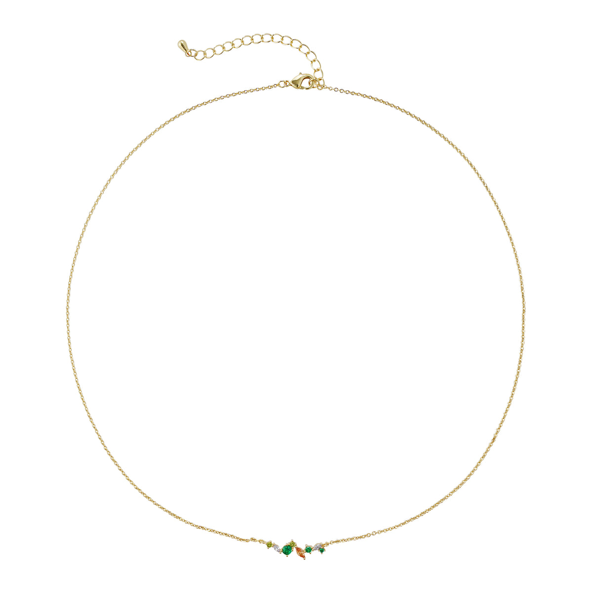 Minimal Colored Zircon Necklace | Brass / 925 Silver | 14K Gold Plating