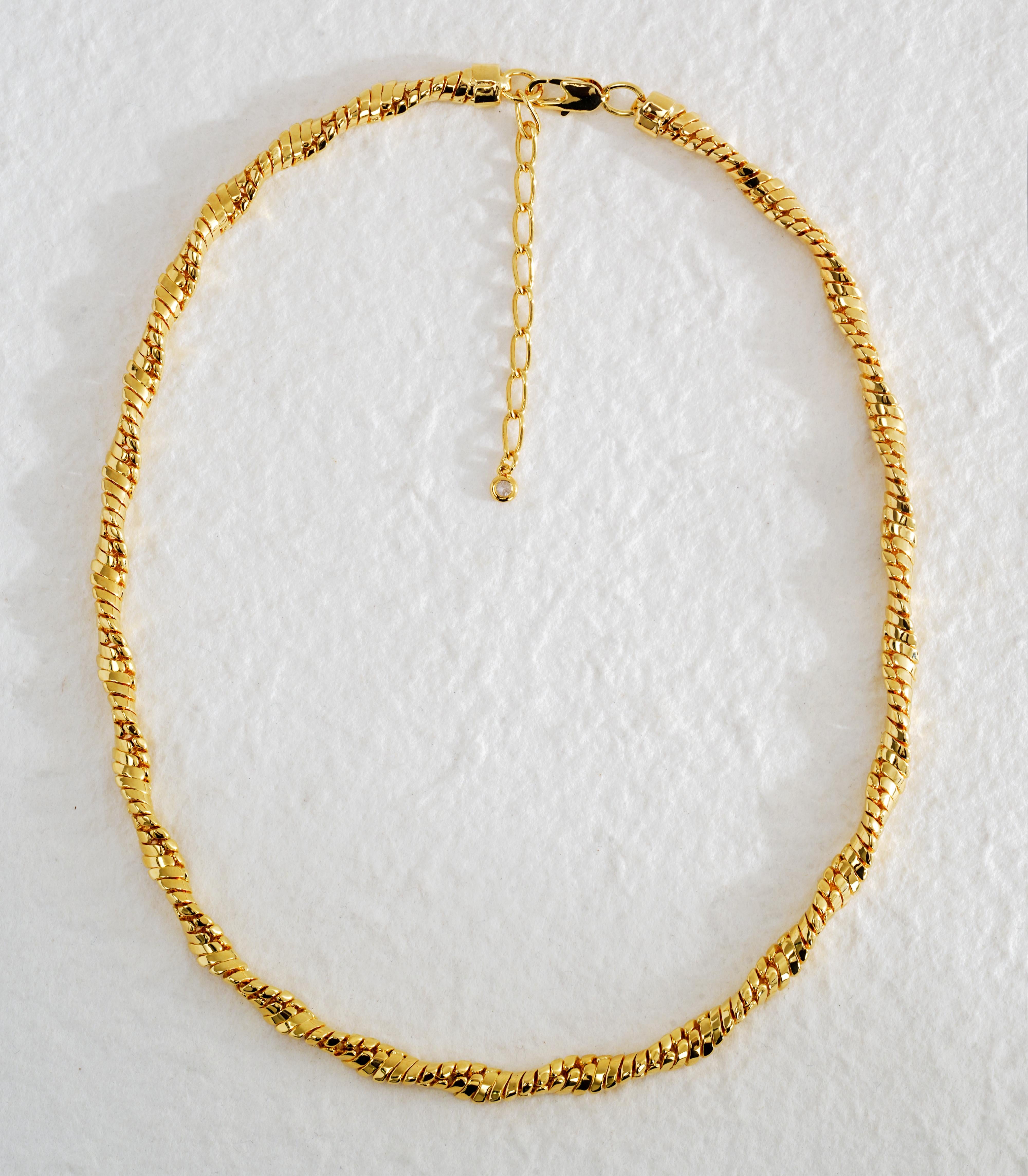 DNA Twisted Chain Necklace | Brass Base with 14K Gold & Silver Plating