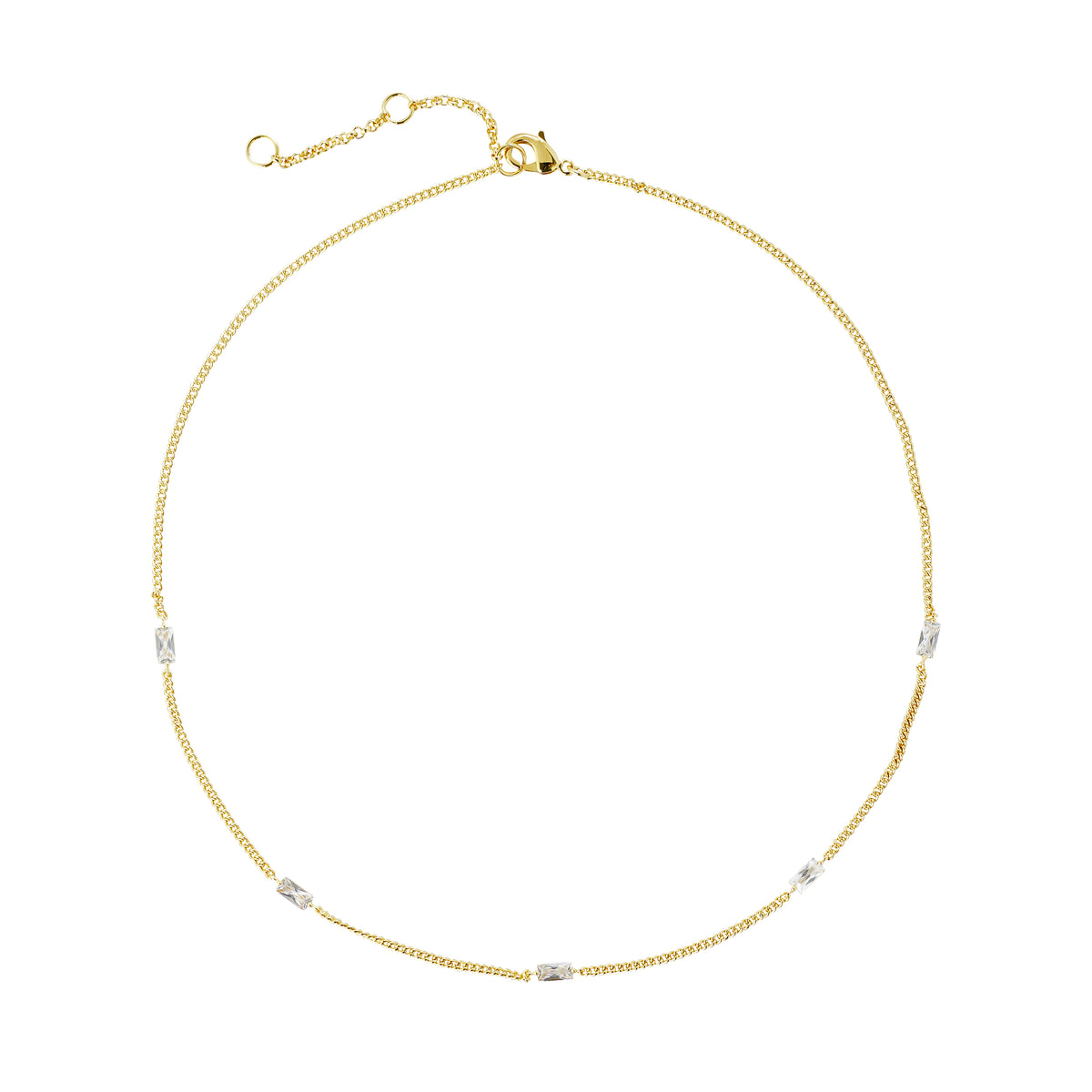 Rectangular CZ Station Necklace – Fine-Jewelry Inspired Minimalist Design, Available in brass or 925 Silver