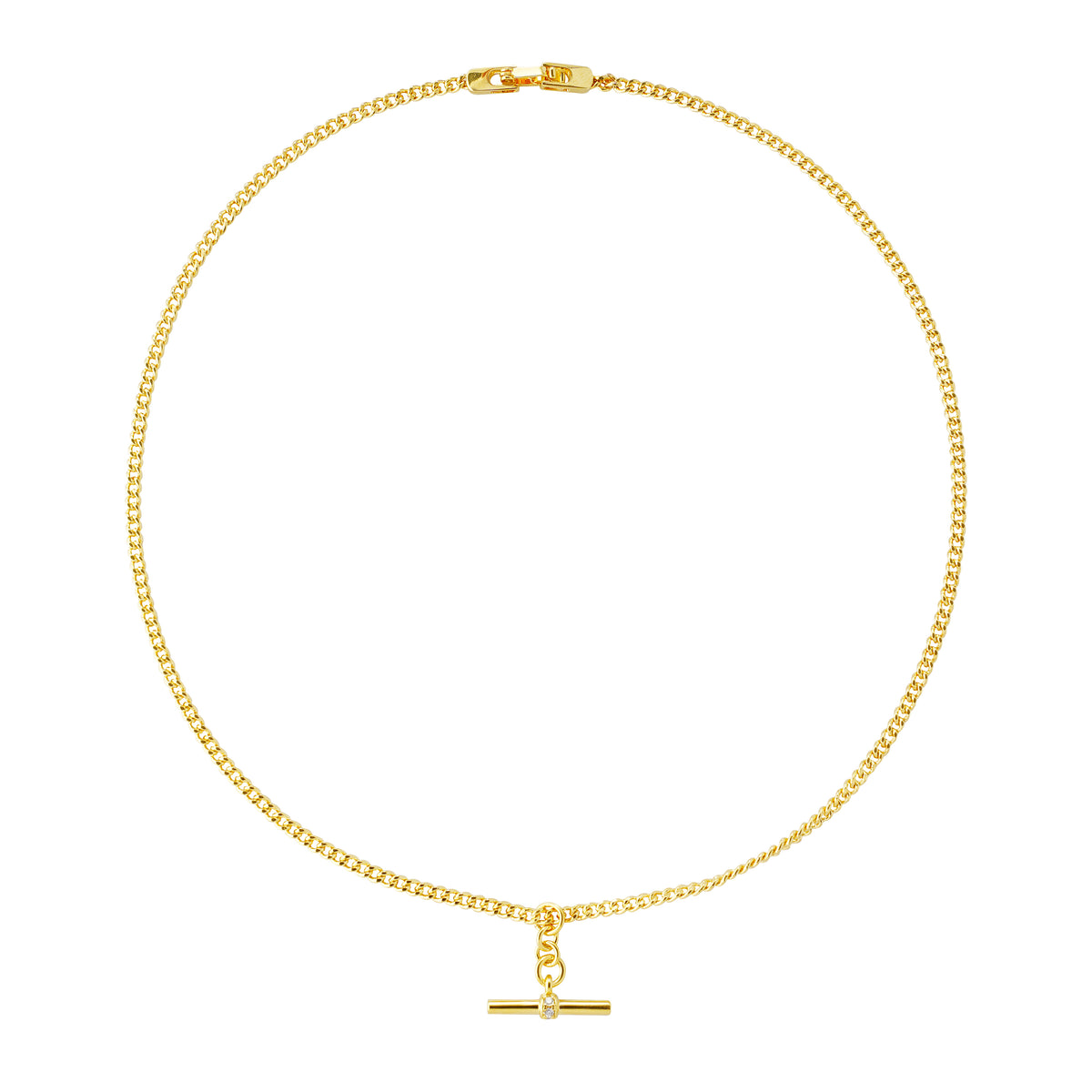 Minimalist T-Bar Pendant Necklace in 14K Gold Plating | Modern Daily Essential