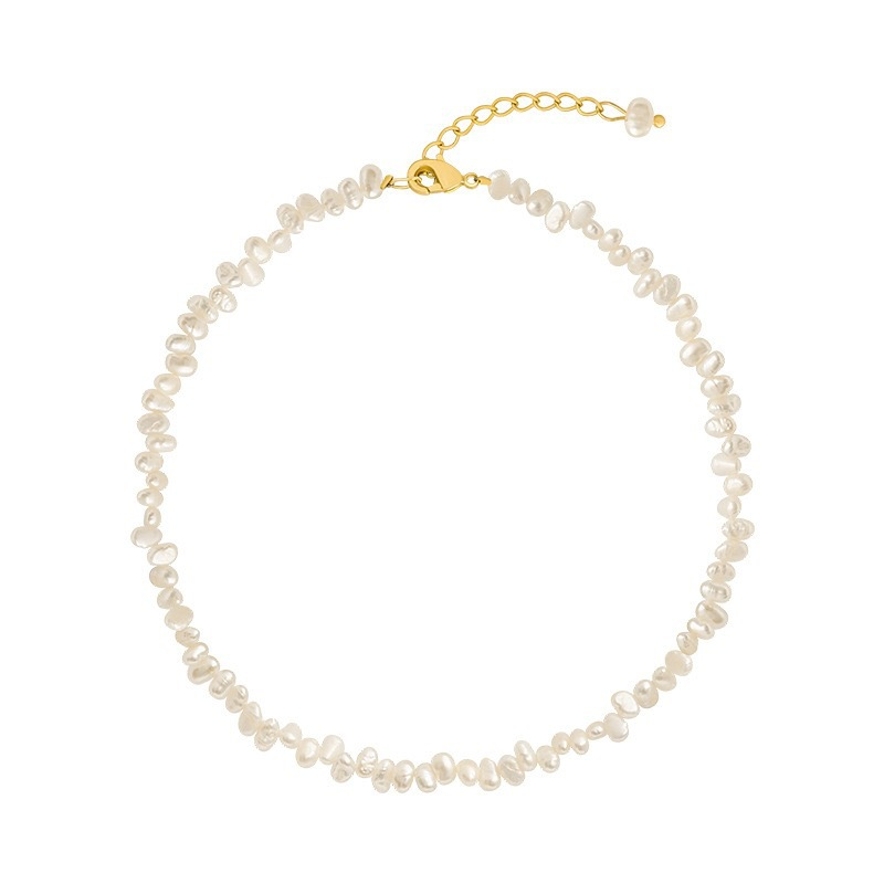 Elegant Freshwater Pearl Beaded Necklace with 14K Gold Plating