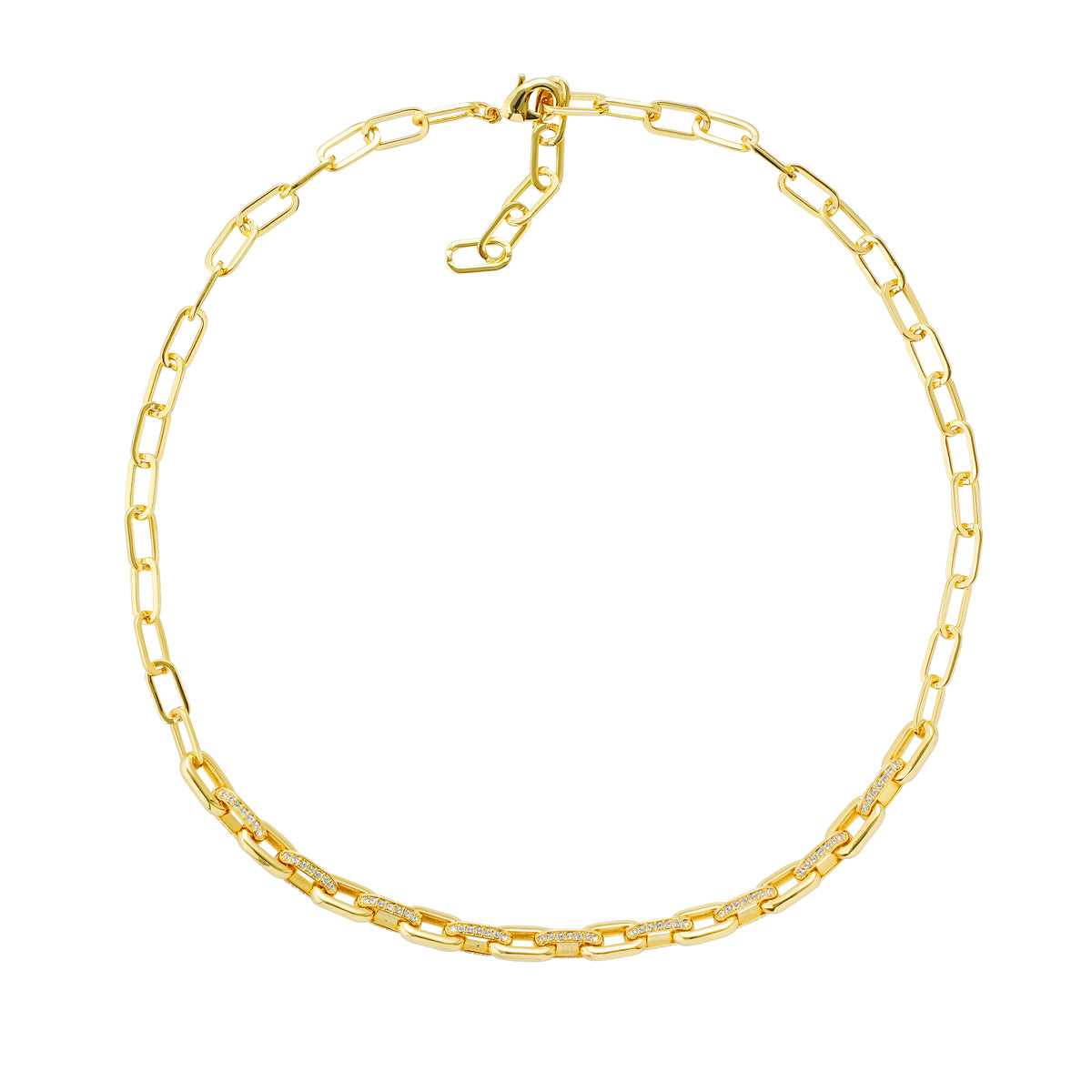 Paperclip Marine Necklace with Pavé Crystals