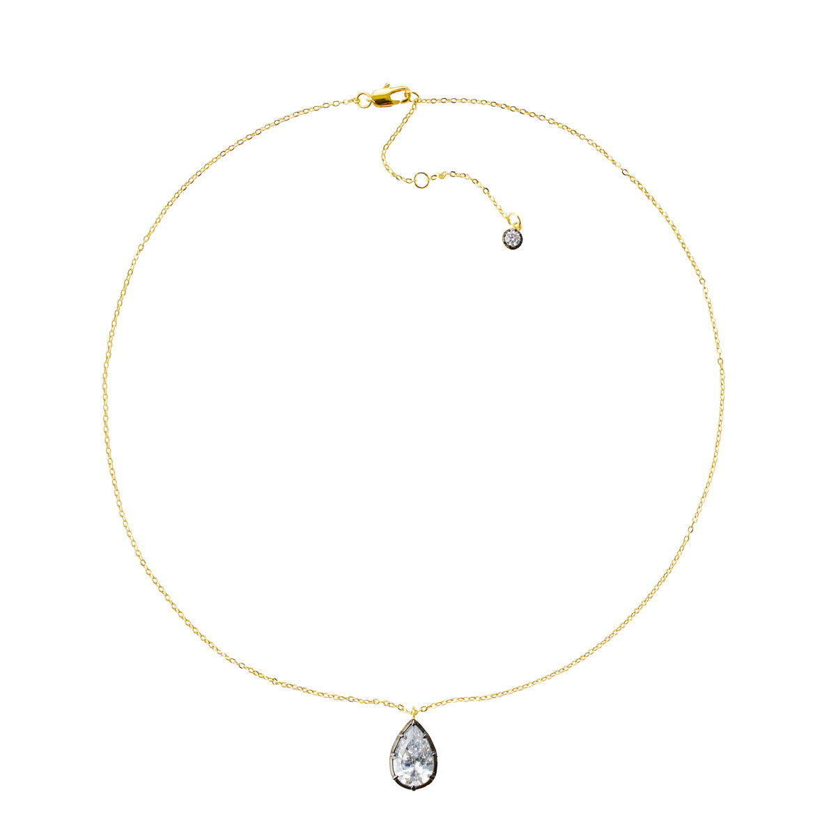 Teardrop Solitaire Pendant Necklace – 14K Gold Plated with 3A Cubic Zirconia