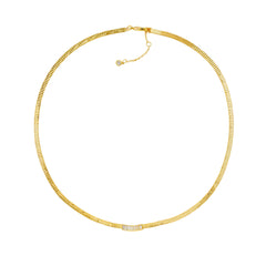 14ct Gold Plated Snake Chain Necklace with Baguette Zircon