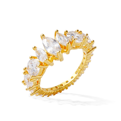 Marquise & Round Cut Eternity Ring | 14K Gold Plated Brass CZ Ring | OEM & Wholesale Fine Jewelry Manufacturer