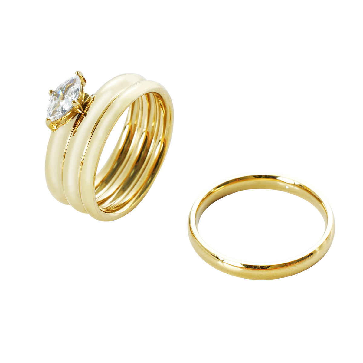 316 Stainless Steel Stackable Ring Set | Vacuum Gold Plated Jewelry OEM Manufacturer