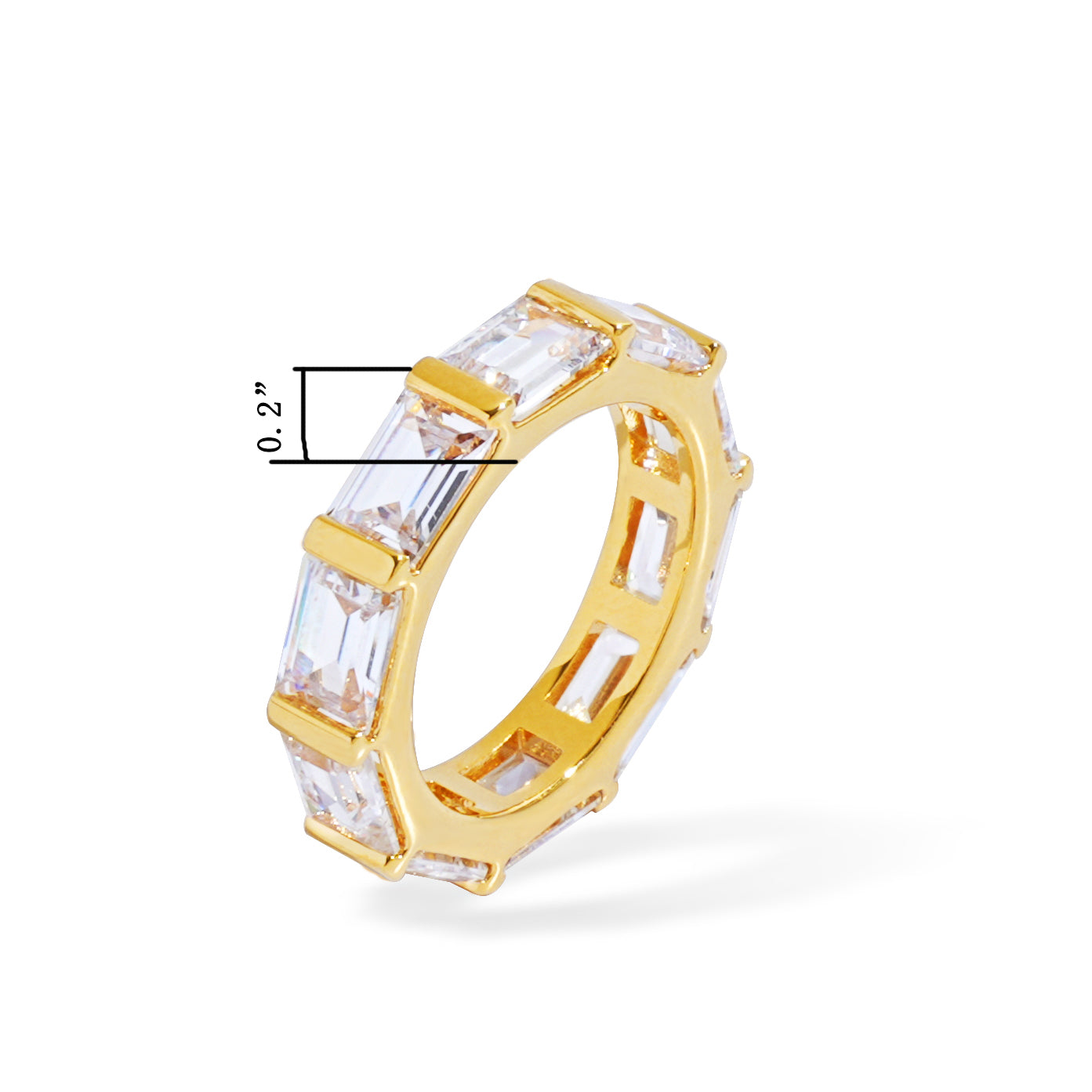 Gold Plated Baguette CZ Eternity Band Ring – Stackable Ring