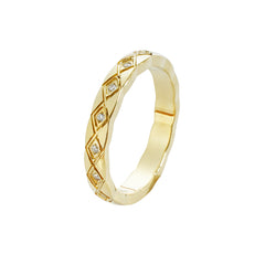 Stainless Steel Diamond-Cut Band Ring | 316 Gold & Silver Rings with Zircon Stones for OEM Jewelry Brands