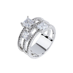 Triple-Row Square-Cut CZ Ring | Available in Gold & Silver | OEM Jewelry Manufacturer