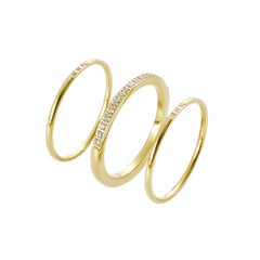 3-Piece Gold Ring Set | CNC-Cut Zirconia Settings | 316 Stainless Steel