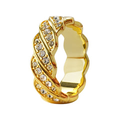 Twisted Elegance Half-Pavé Ring in 14K Gold Plating