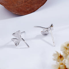 Ginkgo Leaf Stud Earrings | Gold & Rhodium 925 Sterling Silver Earrings | Minimalist Botanical Jewelry | Hypoallergenic Gifts for Her